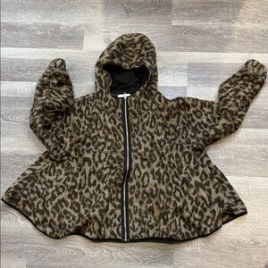 Hache Leopard Print Hooded Jacket Made in Italy Designer Zip Up